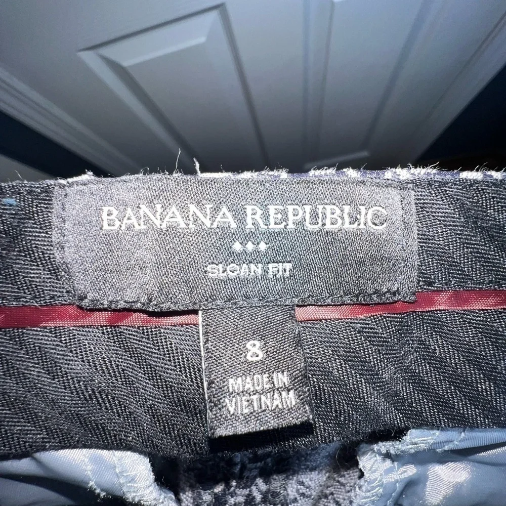 Banana Republic Sloan Fit Size 8 Gray Geometric Slim Leg Trouser Dress Pants M